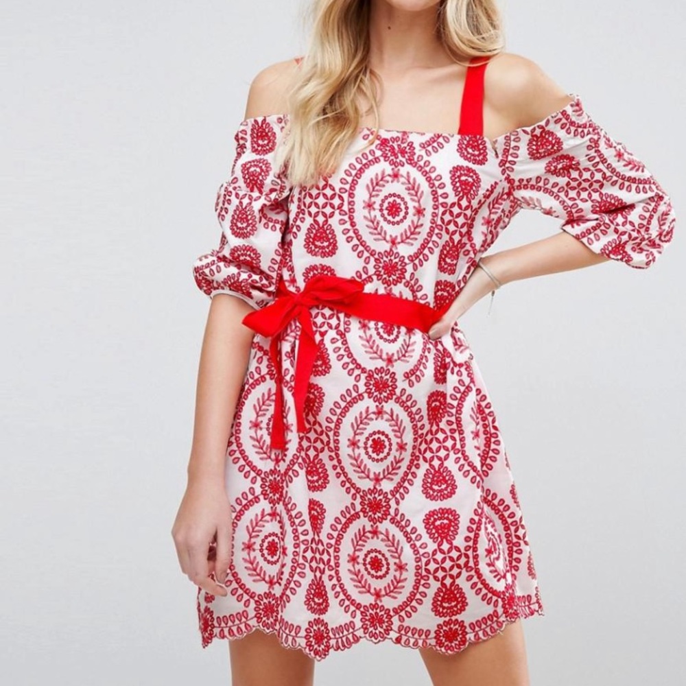 ASOS broderie grosgrain dress size 10